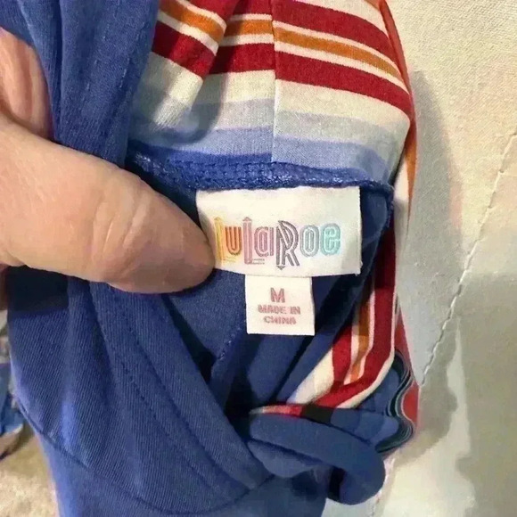 NWT LulaRoe Pullover Hoodie. Womens Size Medium. Periwinkle And Striped Accents - Picture 7 of 7